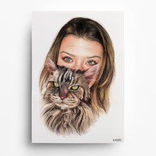 Laden Sie das Bild in den Galerie-Viewer, Katzenportrait – Katze zeichnen lassen - handgezeichnet - Zeichnung