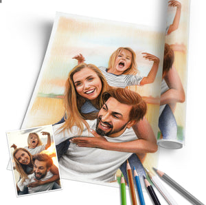 Paarportrait – Gruppenportrait - Familienportrait – Portrait vom Foto malen lassen - Zeichnung