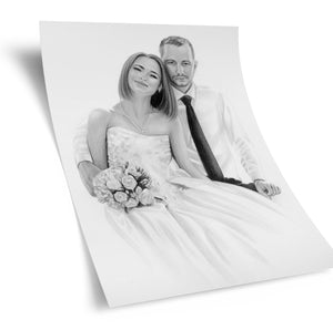 Hochzeitsportrait – Hochzeit – Hochzeitsfoto malen lassen - handgezeichnet