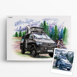 VW Zeichnung Camper Camping Zeichnung Road Trip 