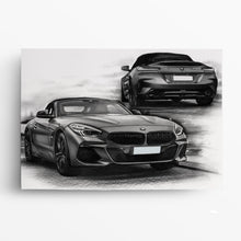 Laden Sie das Bild in den Galerie-Viewer, BMW Z4 Zeichnung Auto zeichnen lassen Auto malen lassen Autoportrait