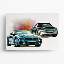 Laden Sie das Bild in den Galerie-Viewer, Aquarell Zeichnung BMW Auto Zeichnung Aqurell