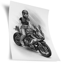 Laden Sie das Bild in den Galerie-Viewer, Sexy Zeichnung Bleistift Honda CBR zeichnen lassen