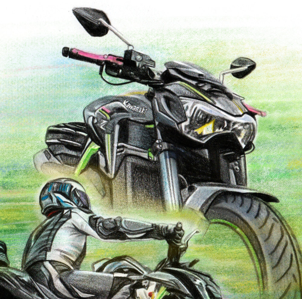 Motorradportrait nach Foto von My Illustrated