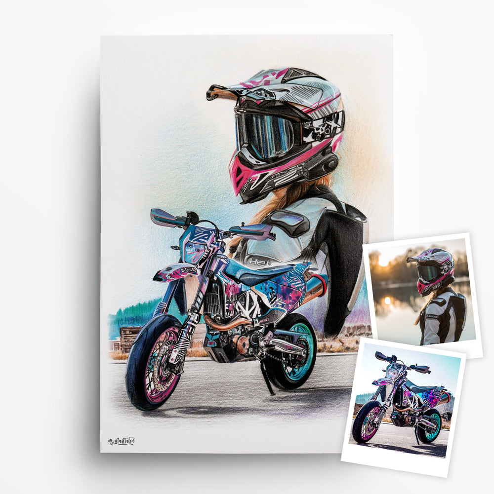 Motorradportrait nach Foto von My Illustrated