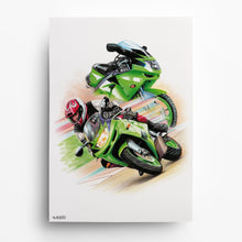 Laden Sie das Bild in den Galerie-Viewer, Rennstrecke Motorrad Zeichnung Buntstift
