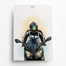 Laden Sie das Bild in den Galerie-Viewer, Kawasaki Zeichnung Frontansicht Biker Helm