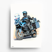 Laden Sie das Bild in den Galerie-Viewer, Touren Urlaub Zeichnung Motorradfahrer Biker Holiday