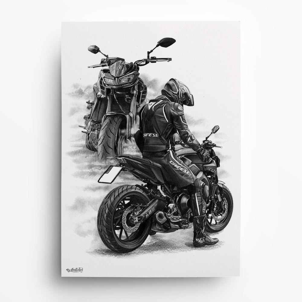 Motorradportrait nach Foto von My Illustrated