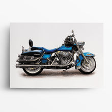 Laden Sie das Bild in den Galerie-Viewer, Harley Cruiser Motorrad blau chrome malen lassen