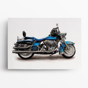 Harley Cruiser Motorrad blau chrome malen lassen